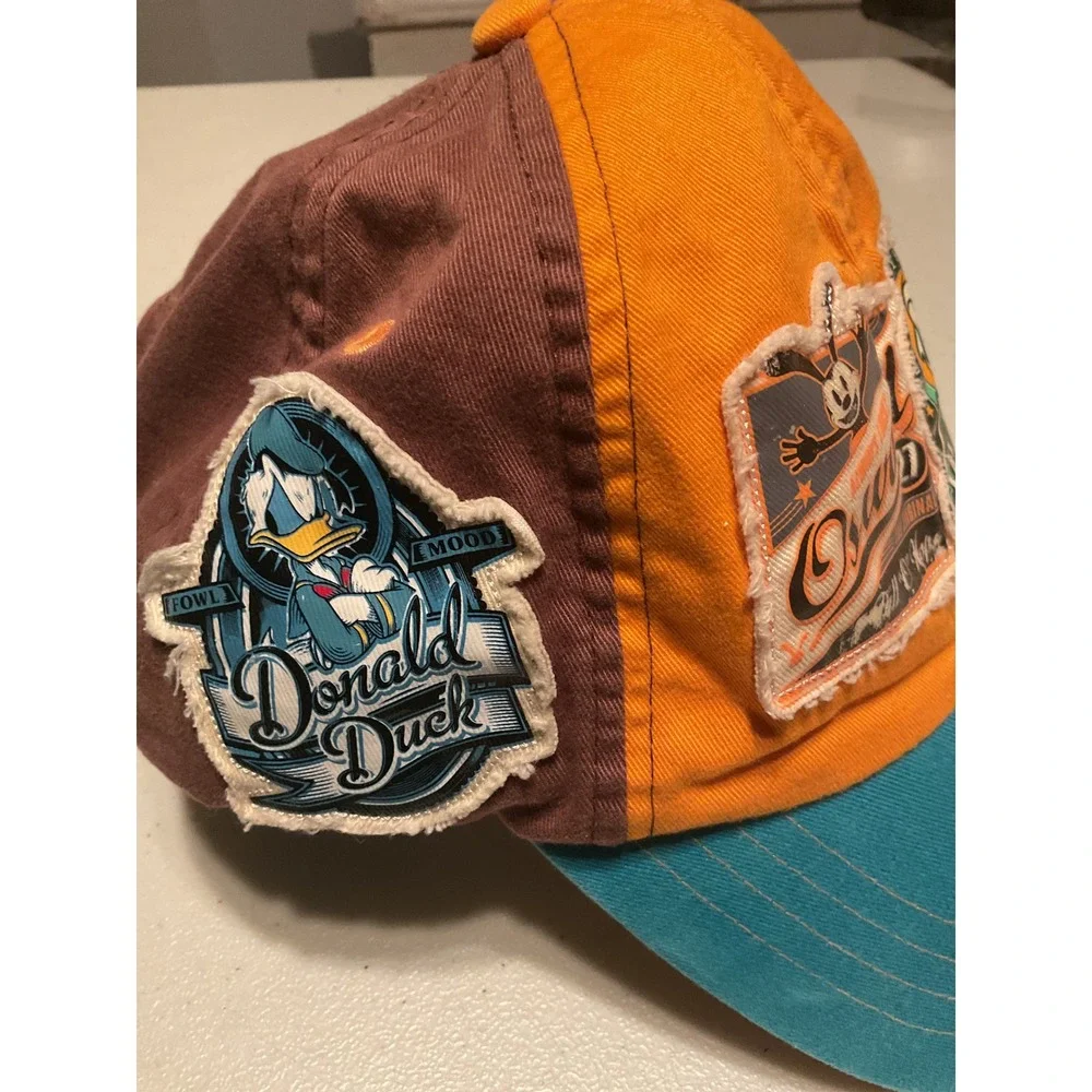 Disney Parks Mickey Oswald Donald Duck Grumpy Patch Hat‎ Adult Multi-Color Cap